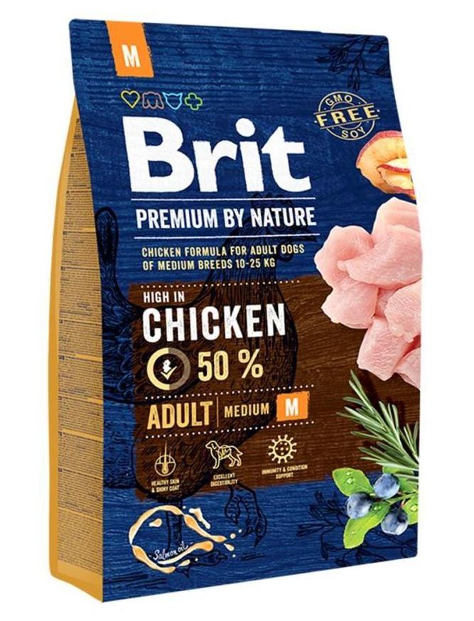 Brit Premium Adult Medium M корм для собак средних пород с курицей 3 кг